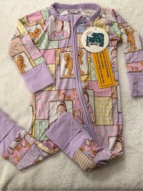 Baby Bamboo Zippy Pajamas - Icky Sticky Bubblegum Patchwork